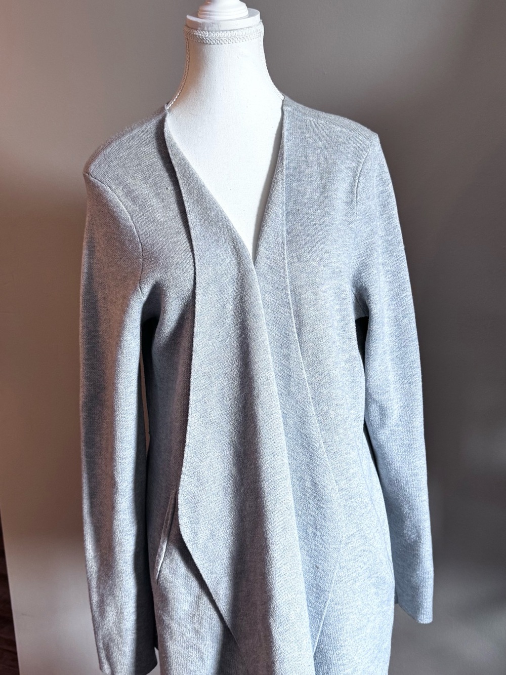 Duluth Trading Co Light Gray Open-Front Cardigan